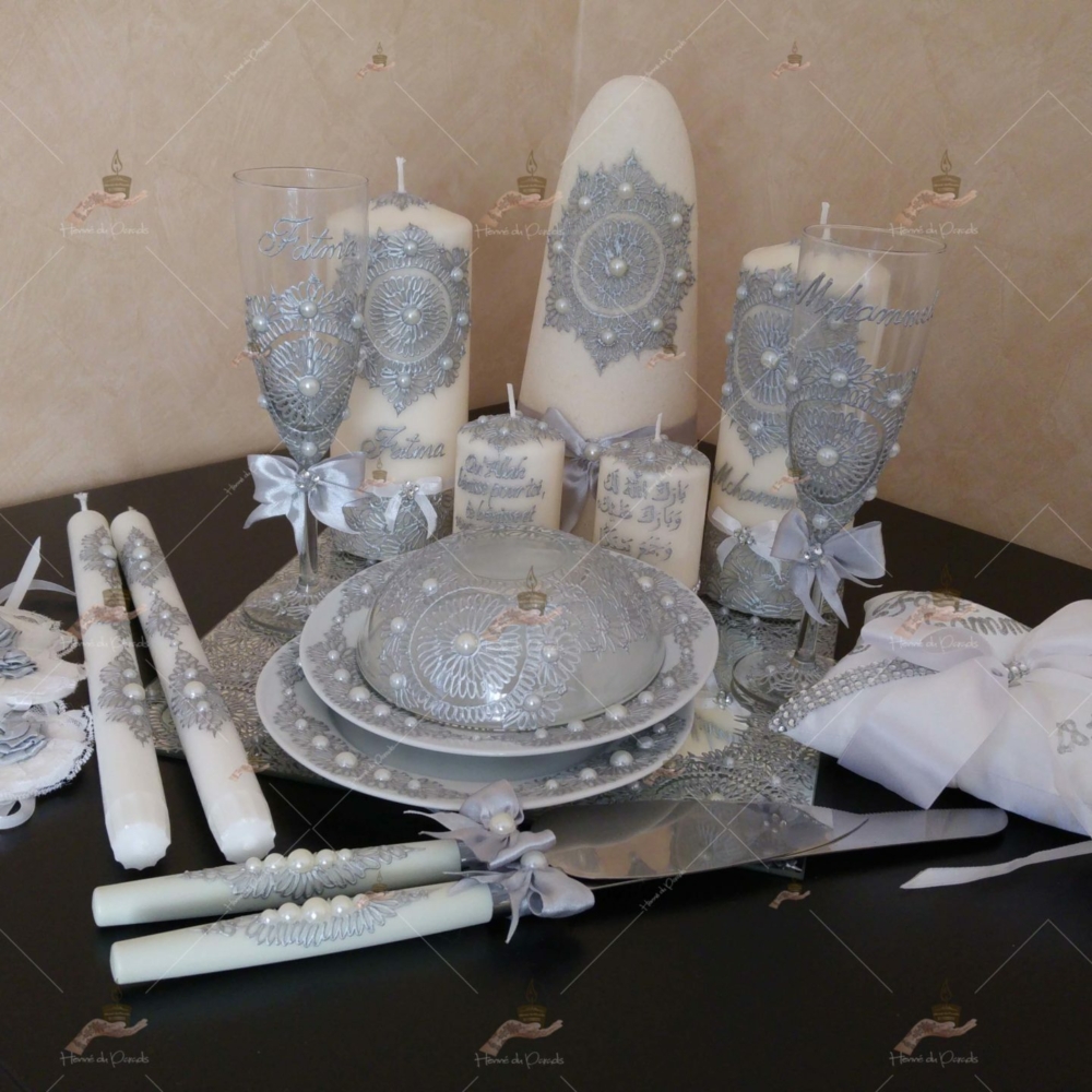 coffret mariés, mariée, bougie, henna, henné, fiançailles, hlel, mariage, paris, 78, île-de-france, idf, kit, plateau, candels, wedding, day, gants, coton, cérémonie, panier, coussin, urne, personnalisation, personnalisé