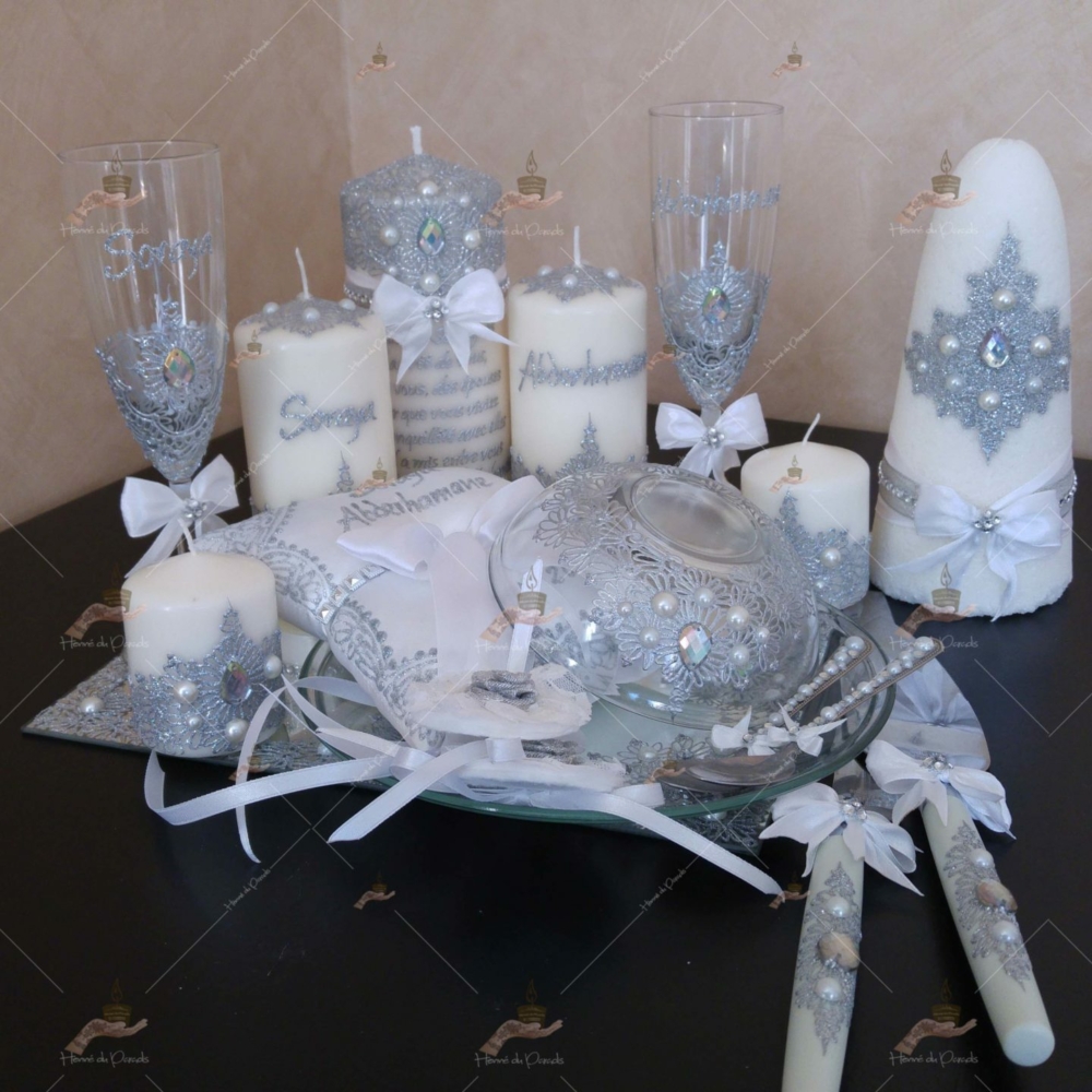 coffret mariés, mariée, bougie, henna, henné, fiançailles, hlel, mariage, paris, 78, île-de-france, idf, kit, plateau, candels, wedding, day, gants, coton, cérémonie, panier, coussin, urne, personnalisation, personnalisé