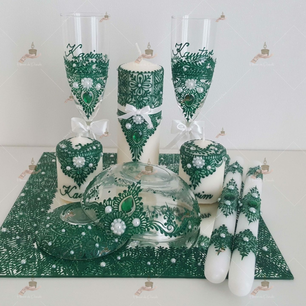 coffret mariés, mariée, bougie, henna, henné, fiançailles, hlel, mariage, paris, 78, île-de-france, idf, kit, plateau, candels, wedding, day, gants, coton, cérémonie, panier, coussin, urne, personnalisation, personnalisé