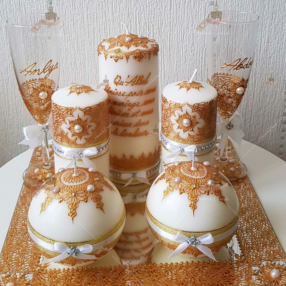 coffret mariés, mariée, bougie, henna, henné, fiançailles, hlel, mariage, paris, 78, île-de-france, idf, kit, plateau, candels, wedding, day, gants, coton, cérémonie, panier, coussin, urne, personnalisation, personnalisé