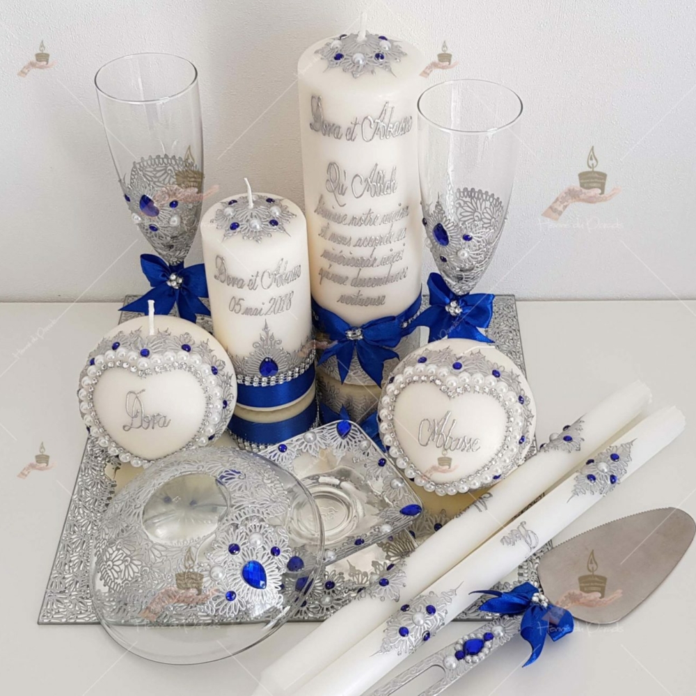 kit coffret pas cher décoration bougie cierge personnalisée prénom déco coussin alliance urne pelle couteau ile-de-France coton pack personnalisation prix panier complet plateau fête envoie france