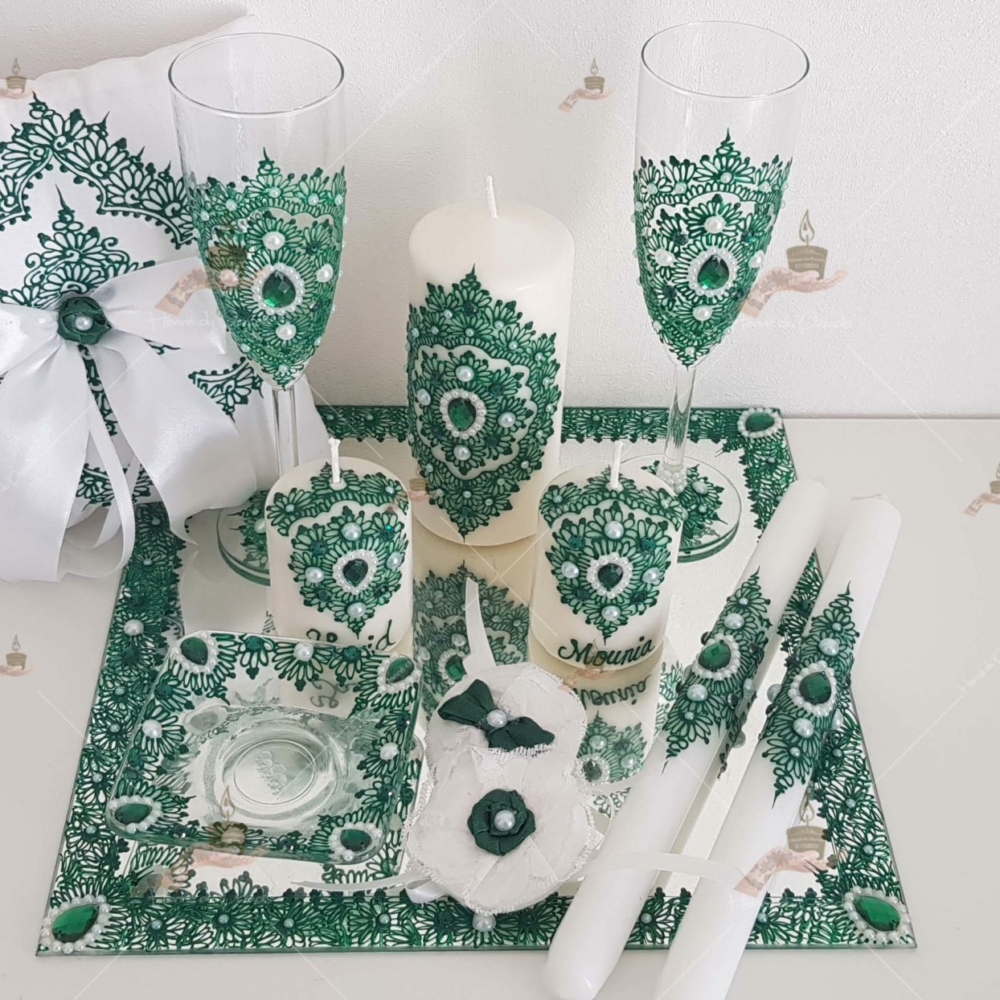 coffret mariés, mariée, bougie, henna, henné, fiançailles, hlel, mariage, paris, 78, île-de-france, idf, kit, plateau, candels, wedding, day, gants, coton, cérémonie, panier, coussin, urne, personnalisation, personnalisé