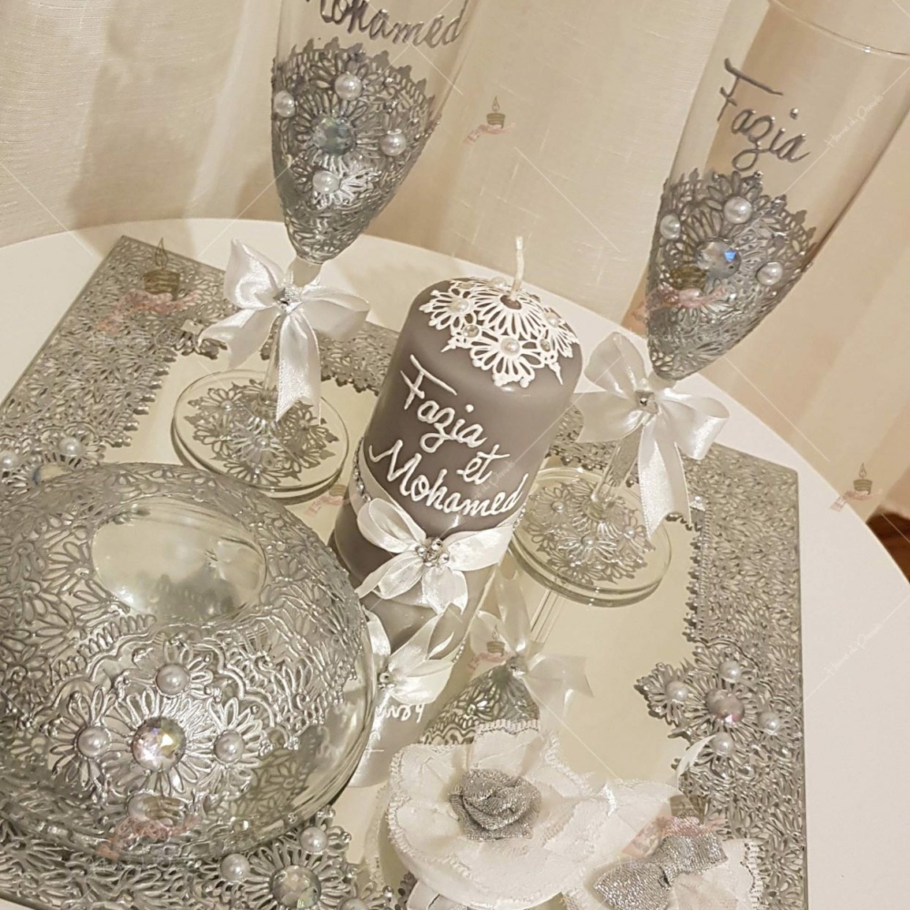 coffret mariés, mariée, bougie, henna, henné, fiançailles, hlel, mariage, paris, 78, île-de-france, idf, kit, plateau, candels, wedding, day, gants, coton, cérémonie, panier, coussin, urne, personnalisation, personnalisé