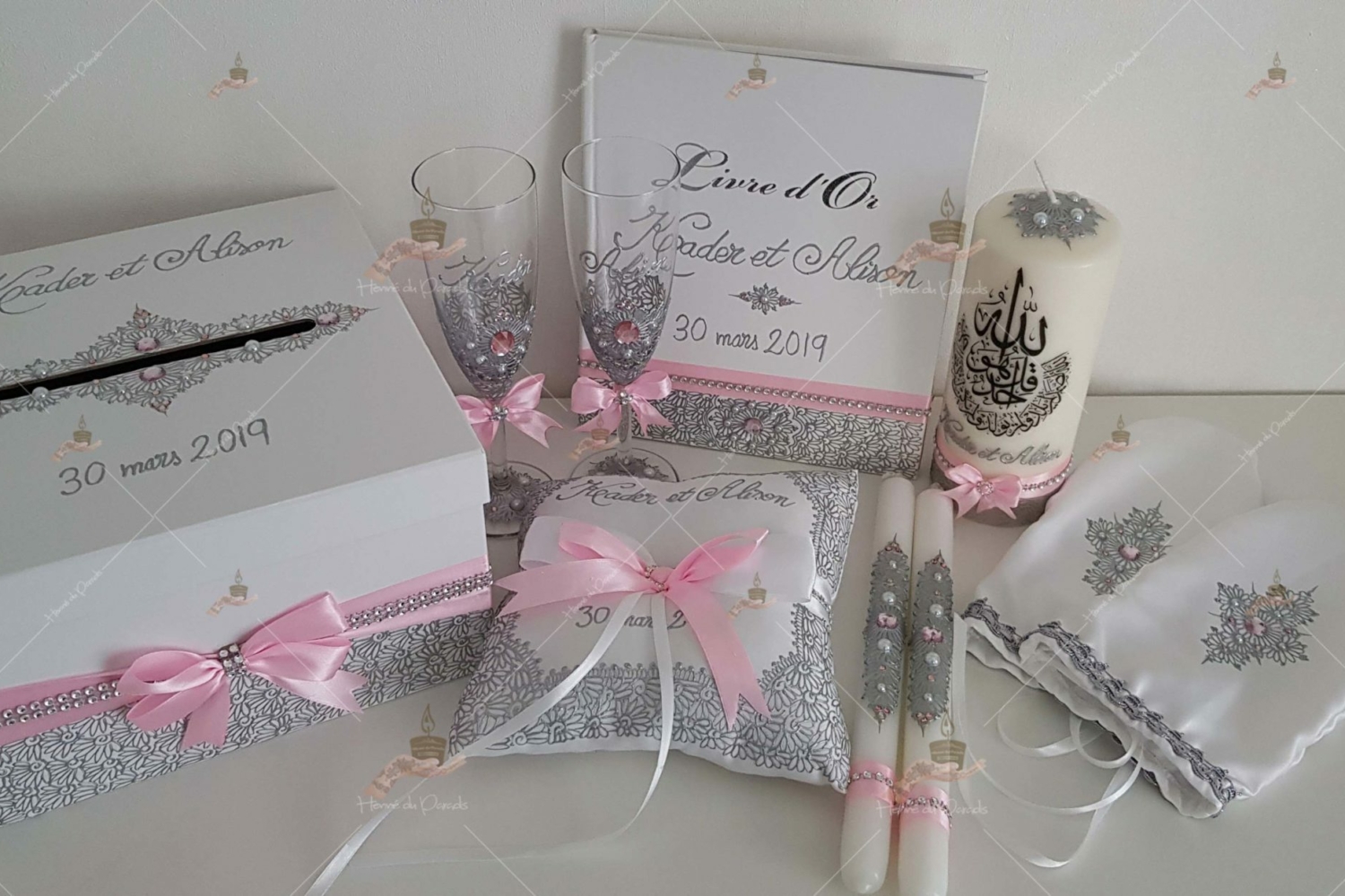 coffret mariés, mariée, bougie, henna, henné, fiançailles, hlel, mariage, paris, 78, île-de-france, idf, kit, plateau, candels, wedding, day, gants, coton, cérémonie, panier, coussin, urne, personnalisation, personnalisé