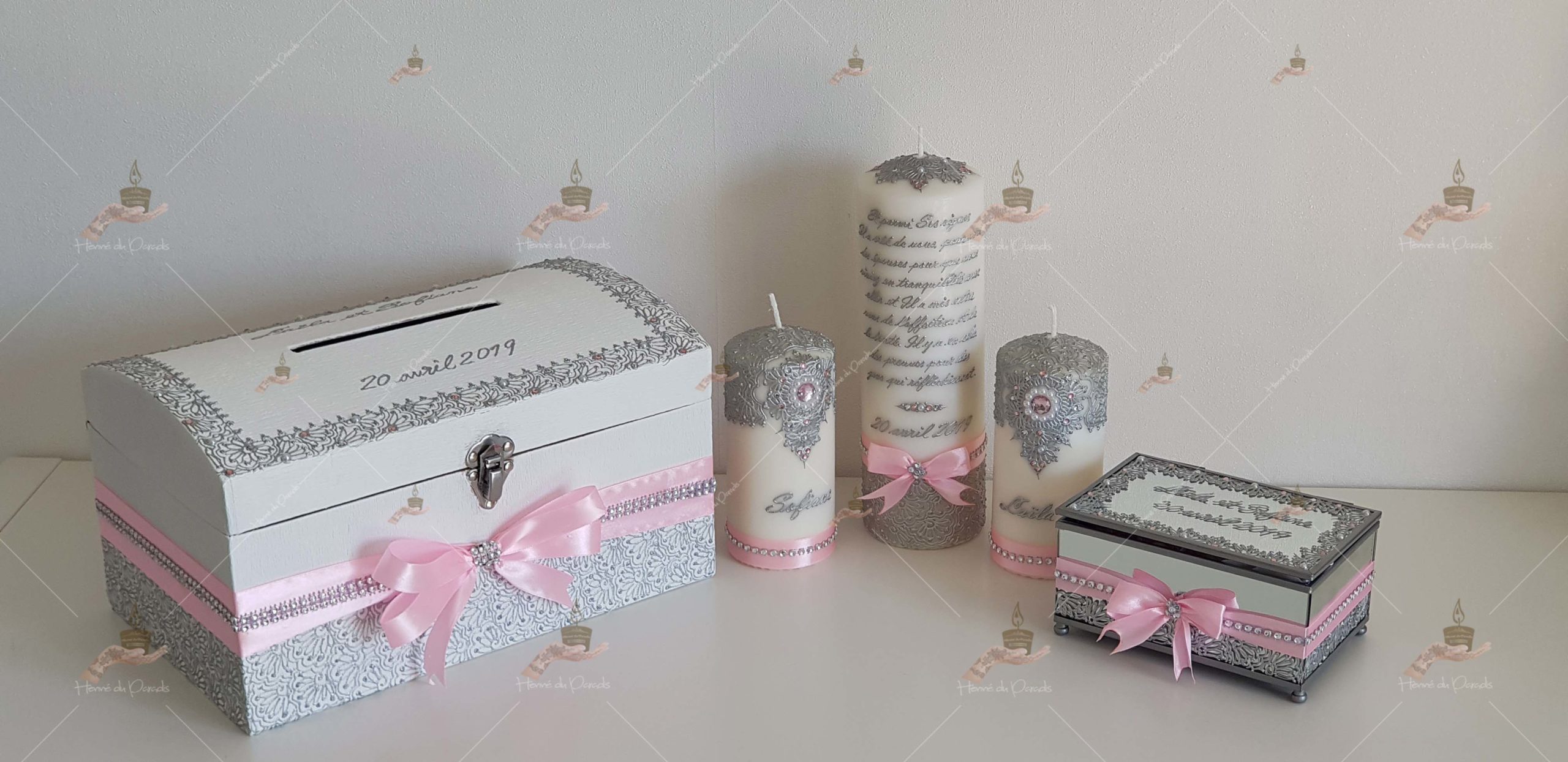 coffret mariés, mariée, bougie, henna, henné, fiançailles, hlel, mariage, paris, 78, île-de-france, idf, kit, plateau, candels, wedding, day, gants, coton, cérémonie, panier, coussin, urne, personnalisation, personnalisé