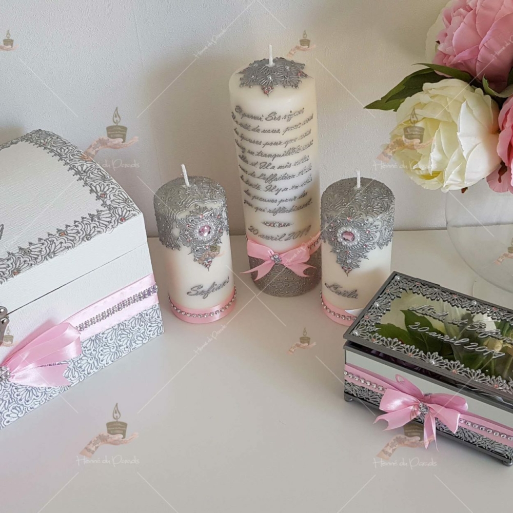 coffret mariés, mariée, bougie, henna, henné, fiançailles, hlel, mariage, paris, 78, île-de-france, idf, kit, plateau, candels, wedding, day, gants, coton, cérémonie, panier, coussin, urne, personnalisation, personnalisé