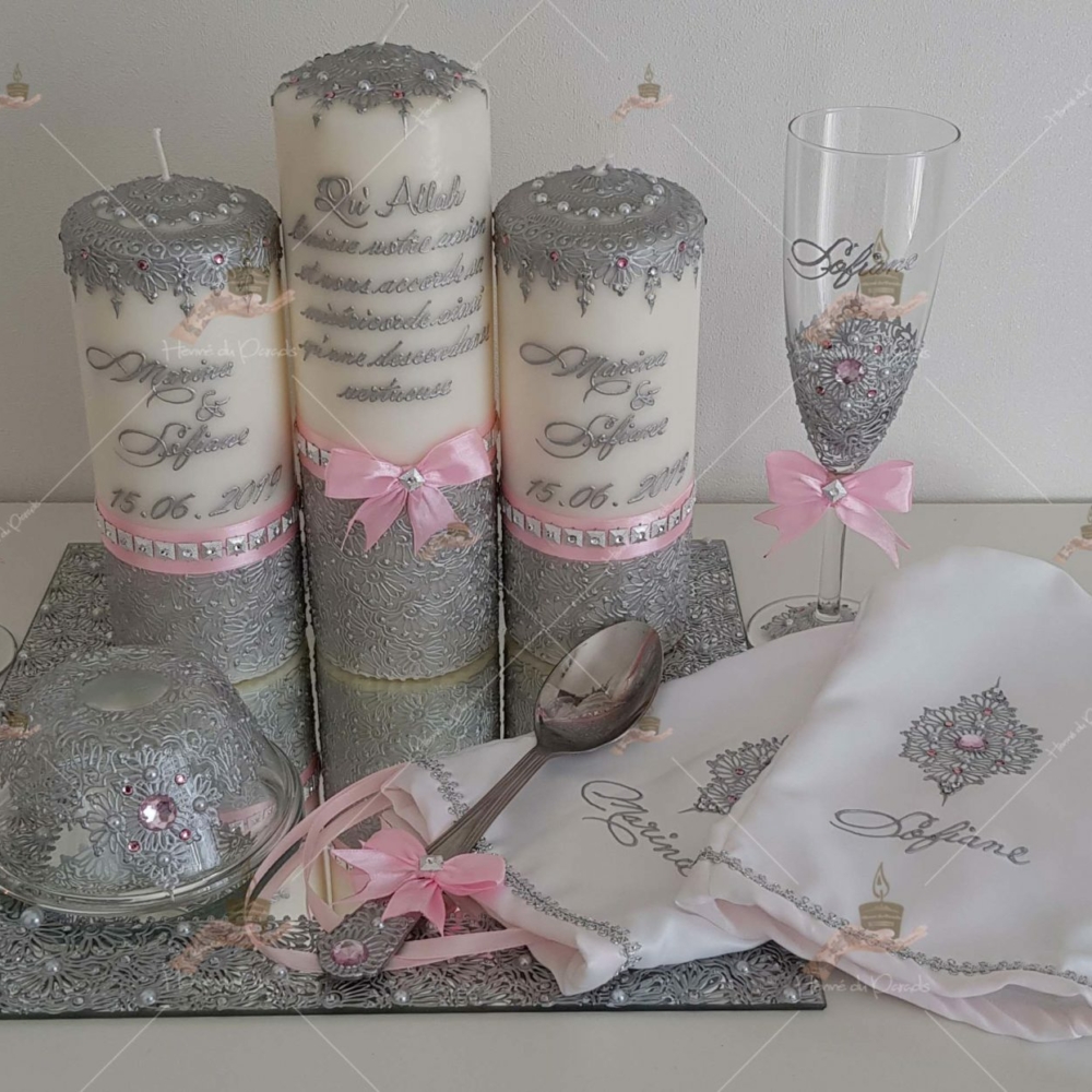 coffret mariés, mariée, bougie, henna, henné, fiançailles, hlel, mariage, paris, 78, île-de-france, idf, kit, plateau, candels, wedding, day, gants, coton, cérémonie, panier, coussin, urne, personnalisation, personnalisé