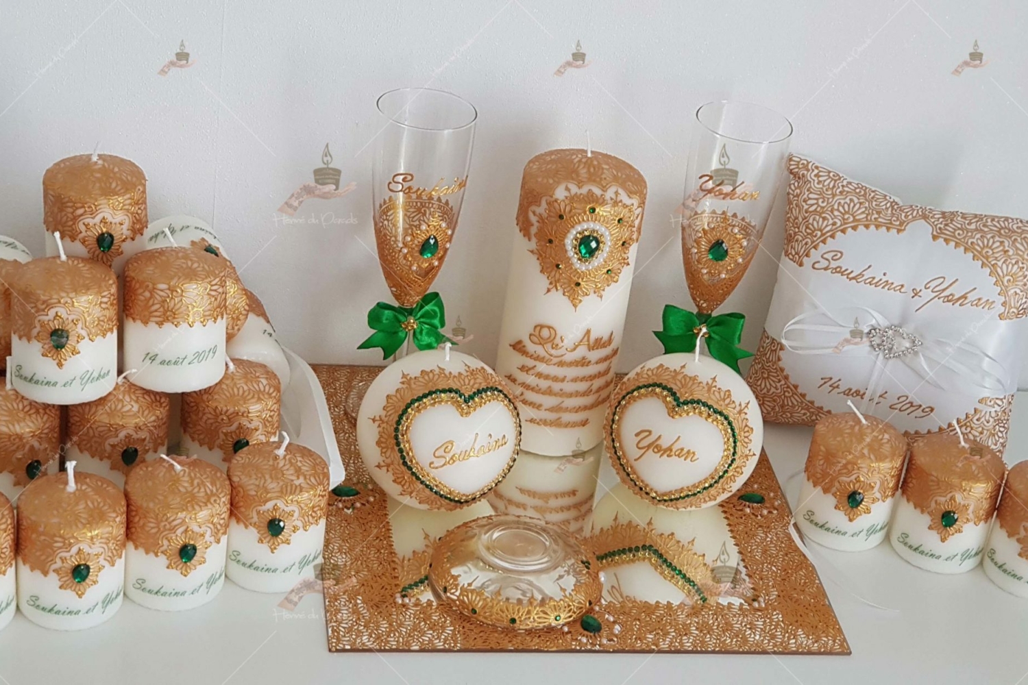 coffret mariés, mariée, bougie, henna, henné, fiançailles, hlel, mariage, paris, 78, île-de-france, idf, kit, plateau, candels, wedding, day, gants, coton, cérémonie, panier, coussin, urne, personnalisation, personnalisé