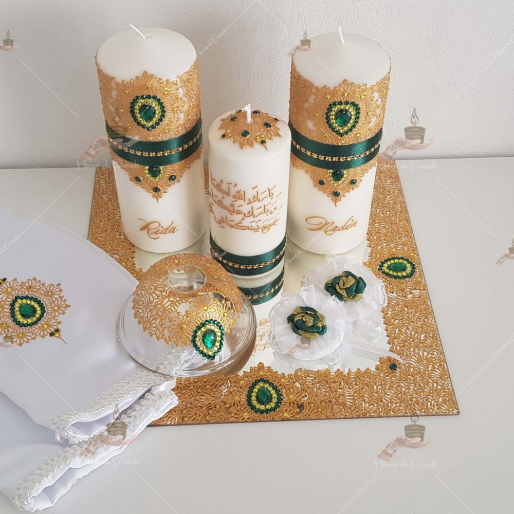 coffret mariés, mariée, bougie, henna, henné, fiançailles, hlel, mariage, paris, 78, île-de-france, idf, kit, plateau, candels, wedding, day, gants, coton, cérémonie, panier, coussin, urne, personnalisation, personnalisé