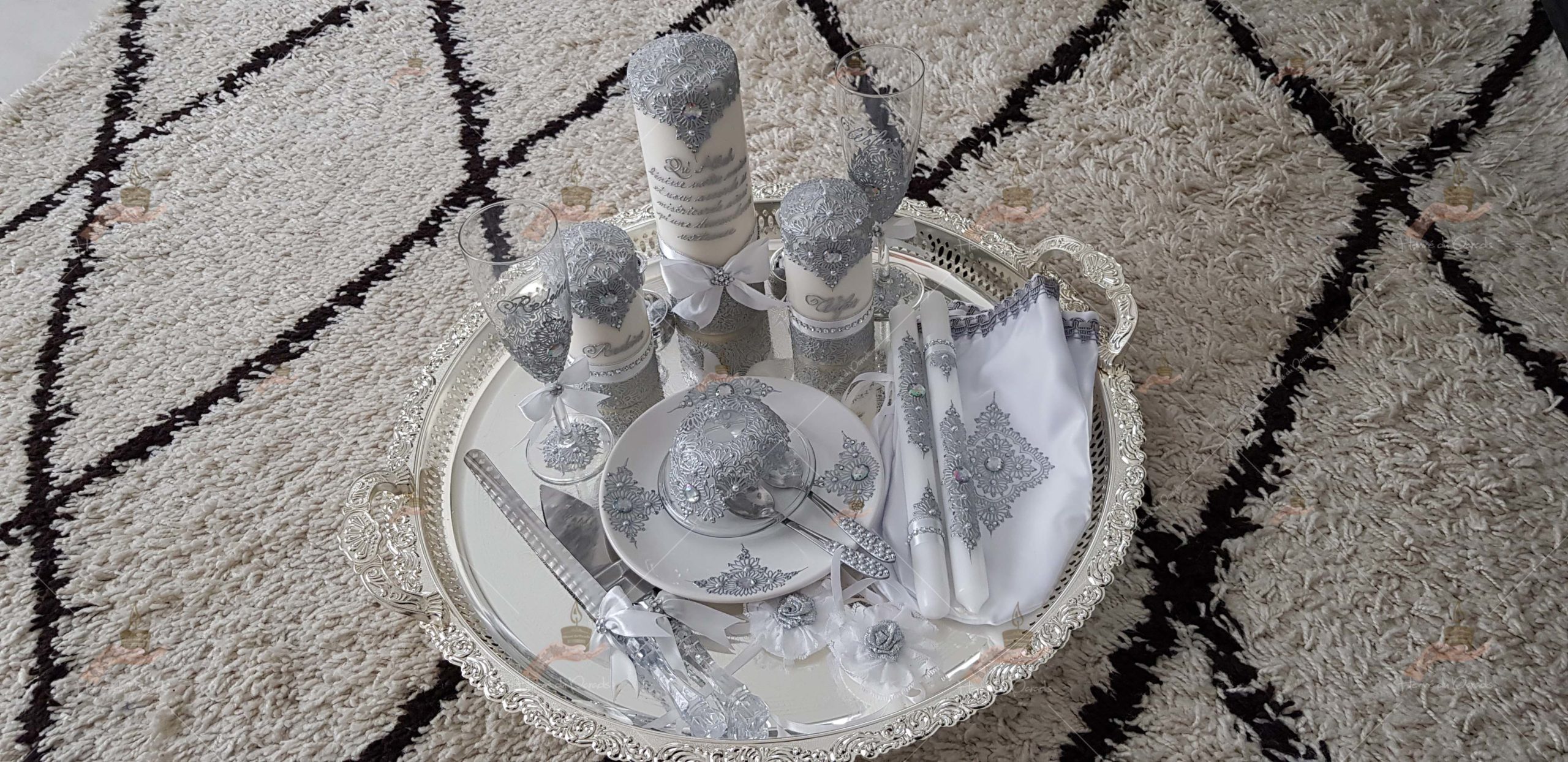 coffret mariés, mariée, bougie, henna, henné, fiançailles, hlel, mariage, paris, 78, île-de-france, idf, kit, plateau, candels, wedding, day, gants, coton, cérémonie, panier, coussin, urne, personnalisation, personnalisé