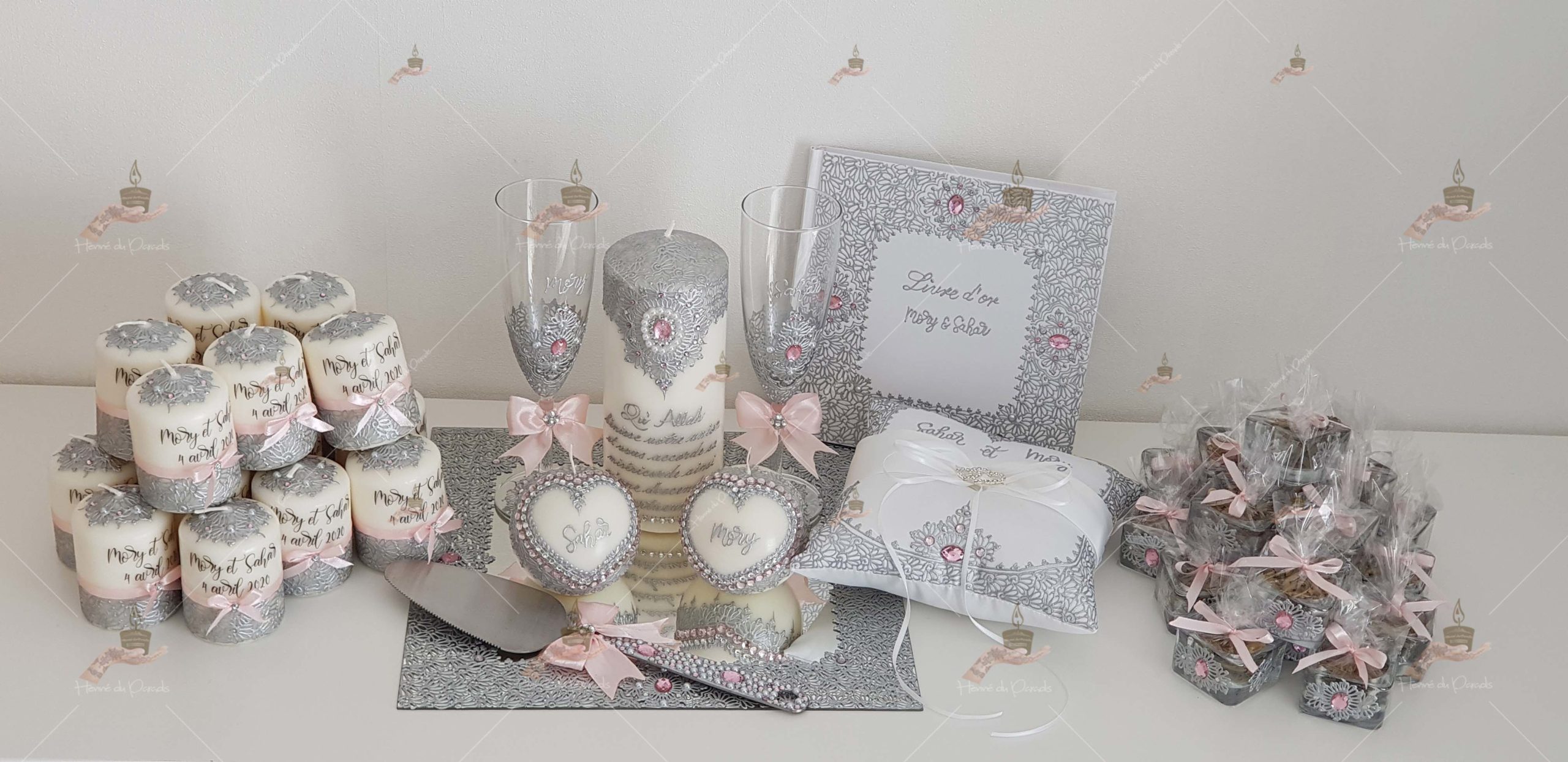coffret mariés, mariée, bougie, henna, henné, fiançailles, hlel, mariage, paris, 78, île-de-france, idf, kit, plateau, candels, wedding, day, gants, coton, cérémonie, panier, coussin, urne, personnalisation, personnalisé