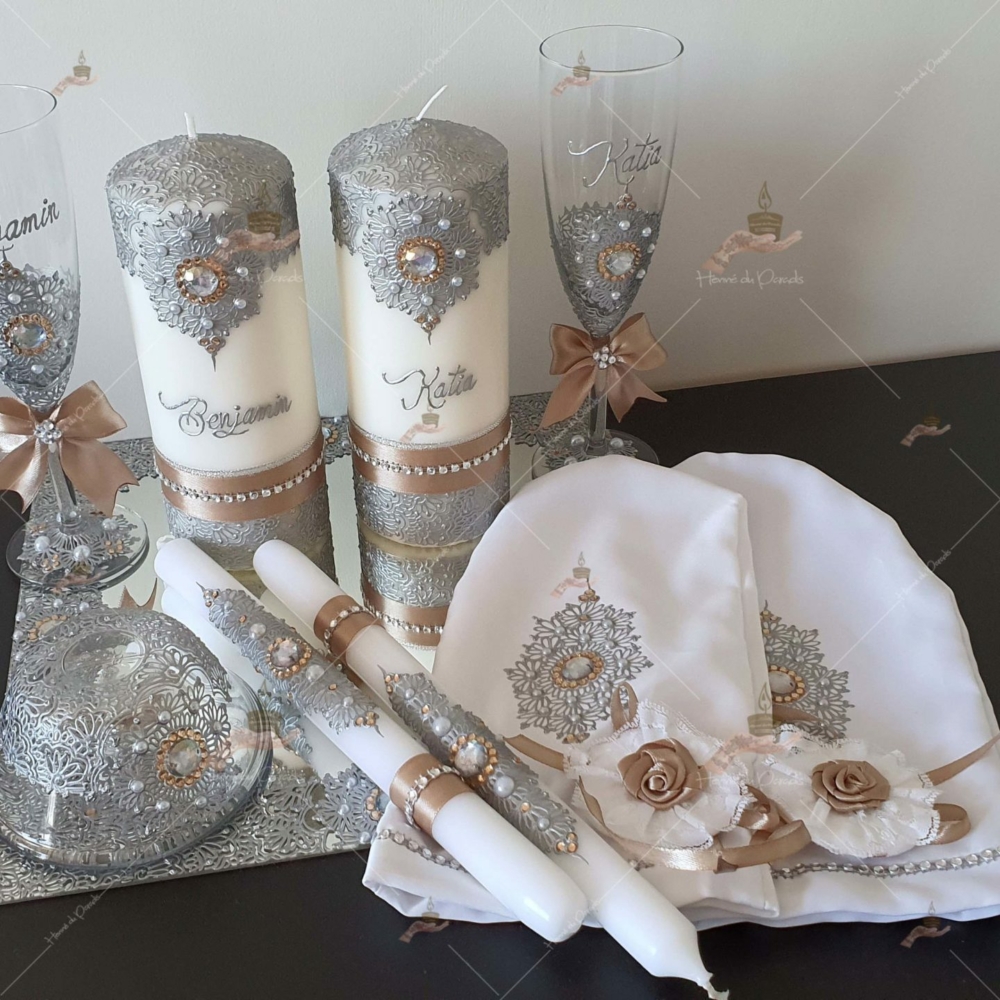 coffret mariés, mariée, bougie, henna, henné, fiançailles, hlel, mariage, paris, 78, île-de-france, idf, kit, plateau, candels, wedding, day, gants, coton, cérémonie, panier, coussin, urne, personnalisation, personnalisé