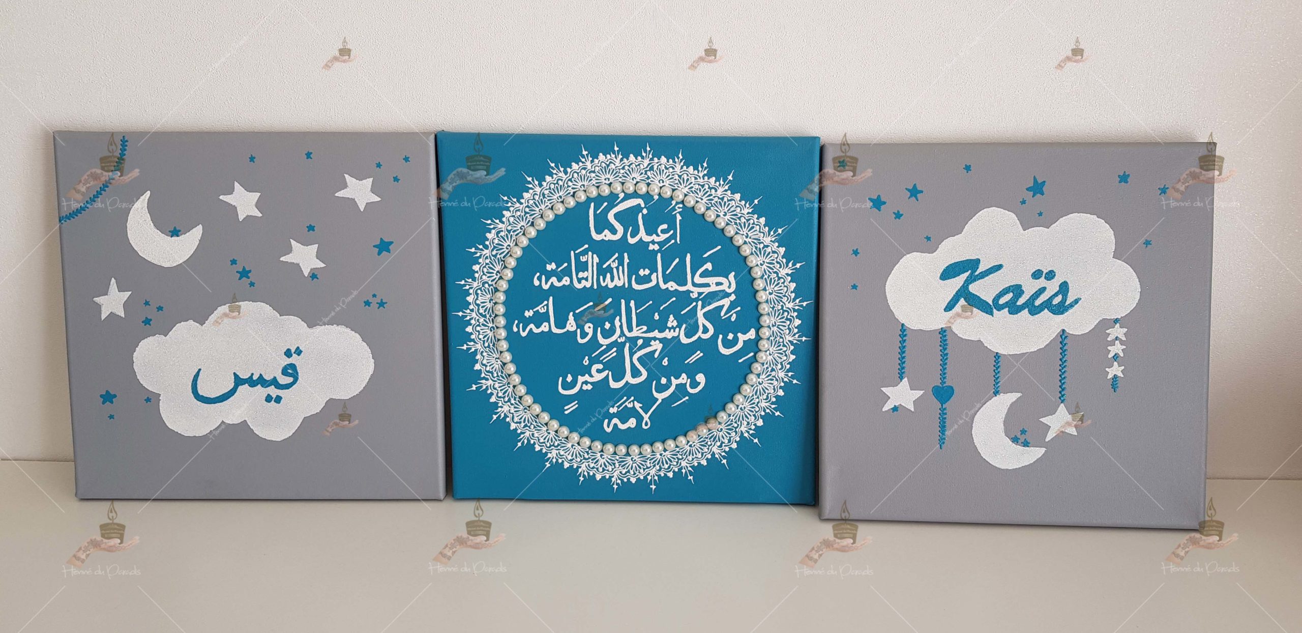 naissance kit coffret pas cher décoration bougie cierge cadeau personnalisée prénom ile-de-France paris personnalisation garçon duaa invocation fille thème fête cadeau envoie France tableau