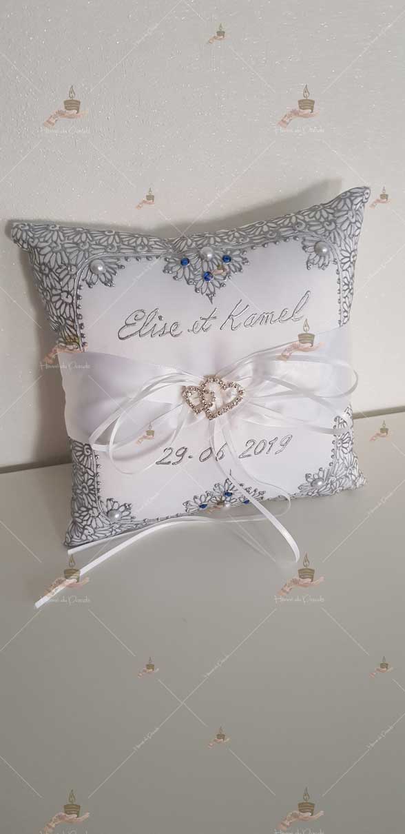 coussin, porte-alliances, personnalisé paris, idf, Ile-de-france, 78, mariage, fiançailles, hlel, personnalisation, cérémonie, artisanale, amour, mariés, henné, henna