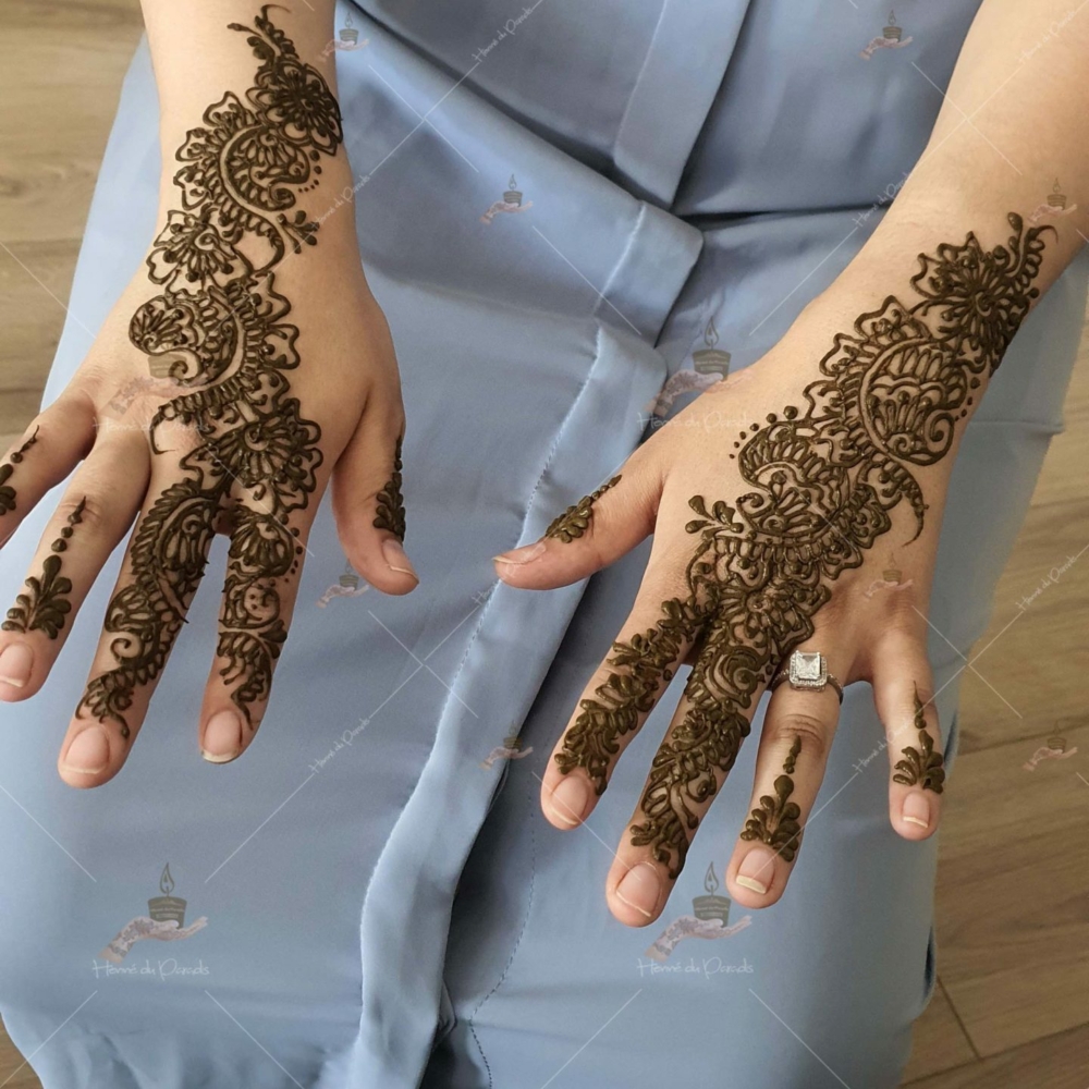 prestation henné du paradis mariage paris naturel henna henne domicile paradis hlel tatouage fiancailles fassi mehendi day pas cher noir blanc rouge ile de france pose 78 yvelines mureaux poissy meulan argenteuil invitee main mariée