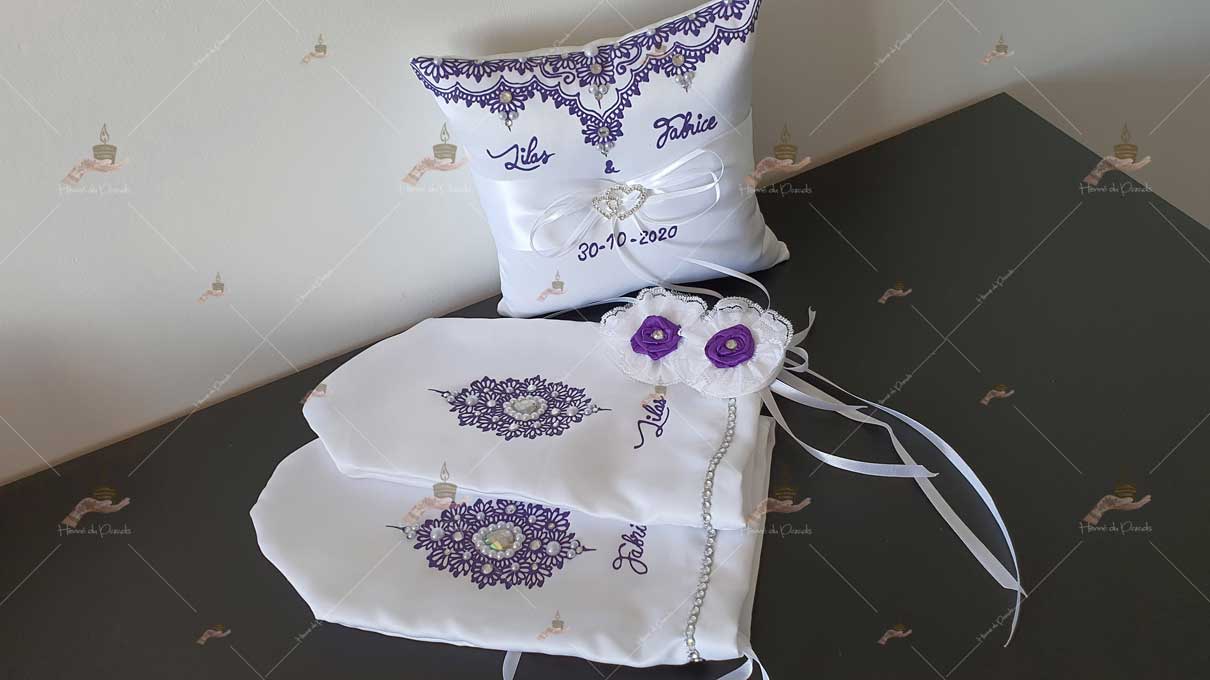 coussin, porte-alliances, personnalisé paris, idf, Ile-de-france, 78, mariage, fiançailles, hlel, personnalisation, cérémonie, artisanale, amour, mariés, henné, henna