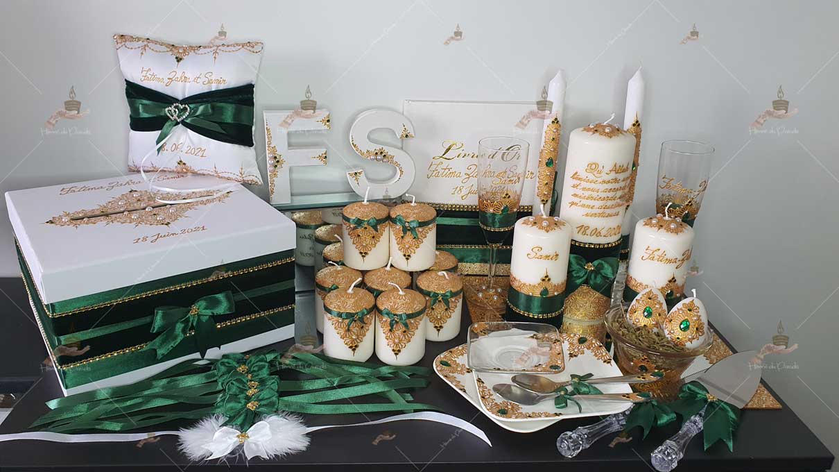 coffret mariés, mariée, bougie, henna, henné, fiançailles, hlel, mariage, paris, 78, île-de-france, idf, kit, plateau, candels, wedding, day, gants, coton, cérémonie, panier, coussin, urne, personnalisation, personnalisé