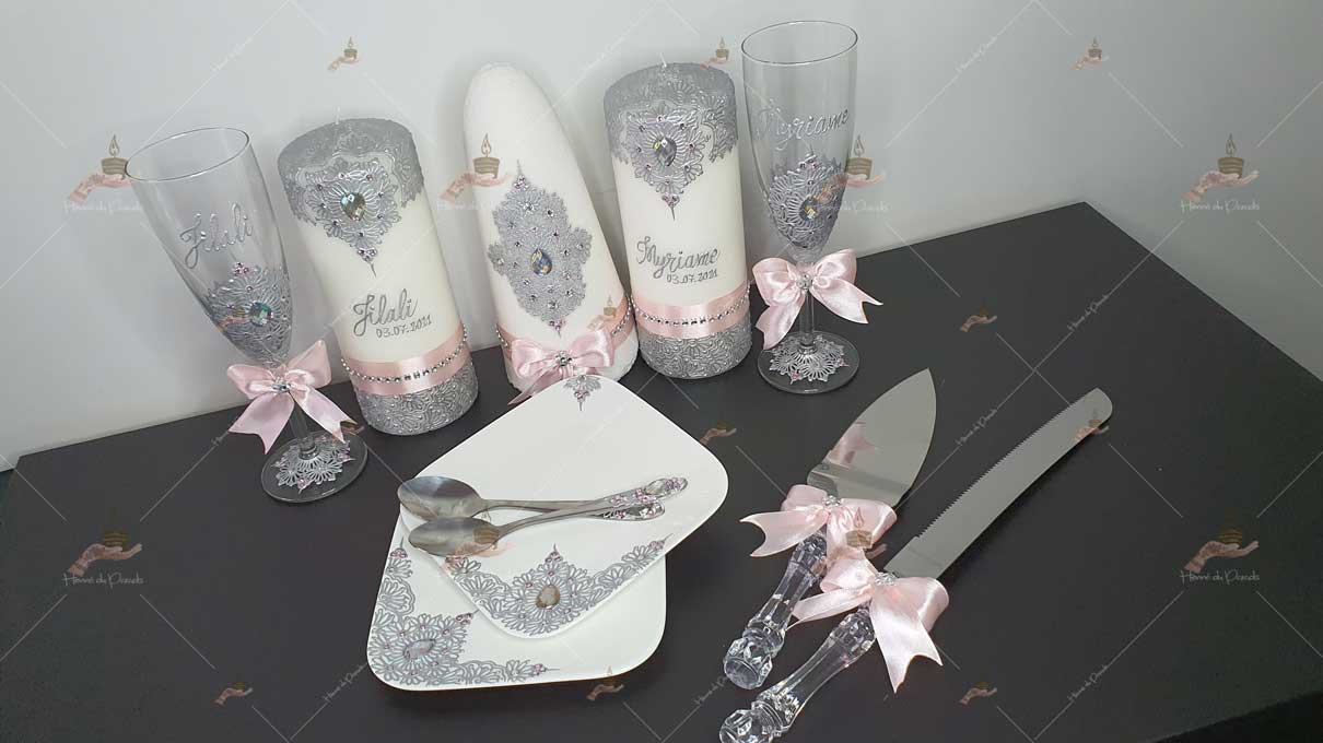 coffret mariés, mariée, bougie, henna, henné, fiançailles, hlel, mariage, paris, 78, île-de-france, idf, kit, plateau, candels, wedding, day, gants, coton, cérémonie, panier, coussin, urne, personnalisation, personnalisé