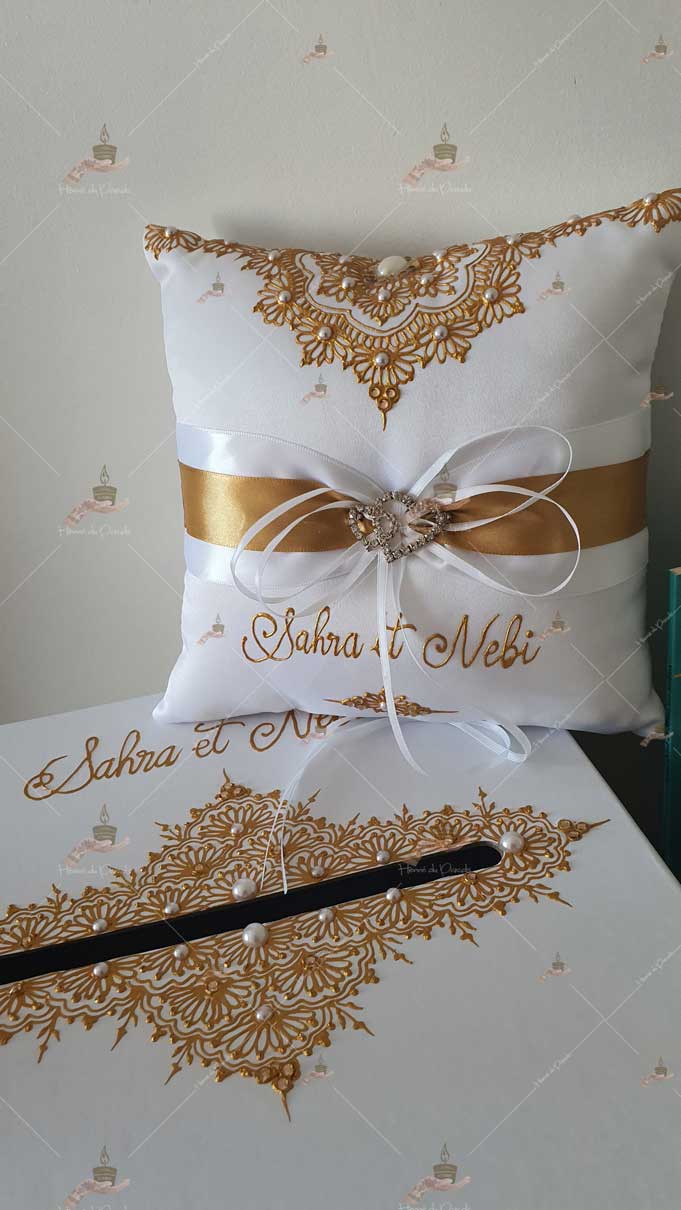 coussin, porte-alliances, personnalisé paris, idf, Ile-de-france, 78, mariage, fiançailles, hlel, personnalisation, cérémonie, artisanale, amour, mariés, henné, henna