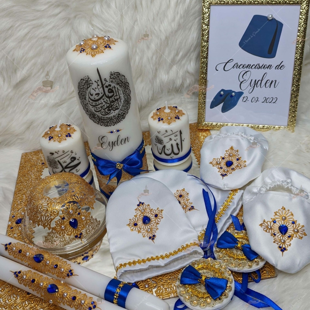 Coffrets circoncision, kit henna, henné, plateau, décoration, garçon, déco, paris, île de France, khitan, tahara, bougie, henne du paradis, 78